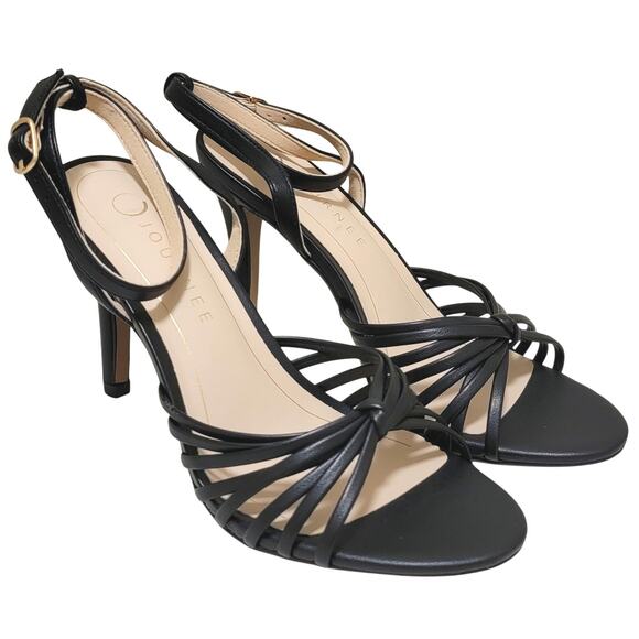 Journee Collection Women Vanita Stiletto Ankle Strap Sandals Size US 7W Black - Picture 2 of 7